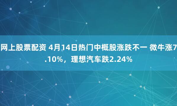 网上股票配资 4月14日热门中概股涨跌不一 微牛涨7.10%,理想汽车跌2.24%